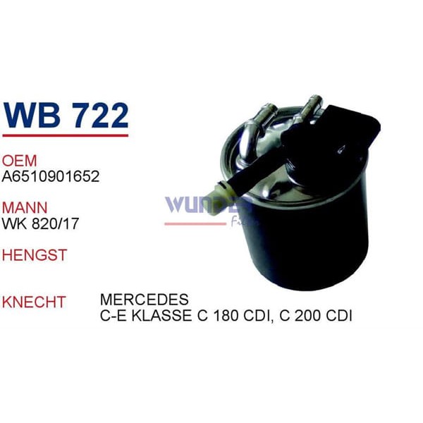 WUNDER WB722 Mazot Filtresi Mercedes C-Eklassec 180 CDI, C 200 CDI 