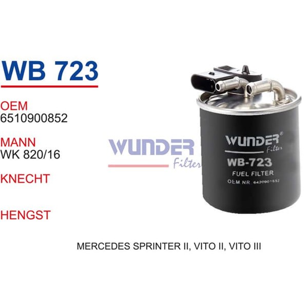 WUNDER WB723 Mazot Filtresi Mercedes Sprinter II, Vito II, Vito III 