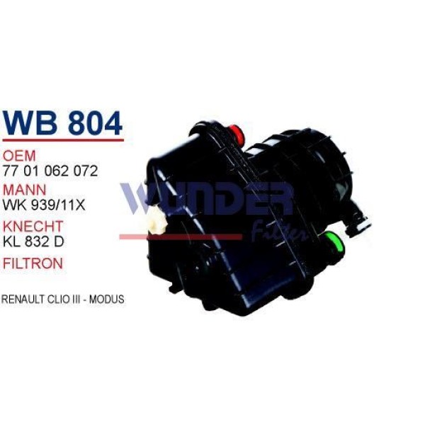 WUNDER WB804 Mazot Filtresi Renault Clio III - Modüs