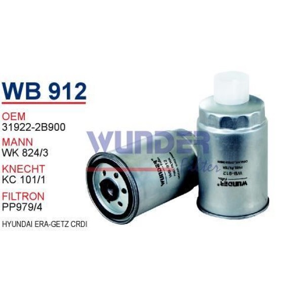 WUNDER WB912 Mazot Filtresi 31922-2B900 Accent Era Getz CRDI 06- Santafe CRDI 09-