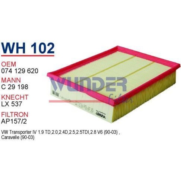 WUNDER WH102 Hava Filtresi Transporter T4 95- 2.4D 2.5 TDI Ajt Avc Aja C29198