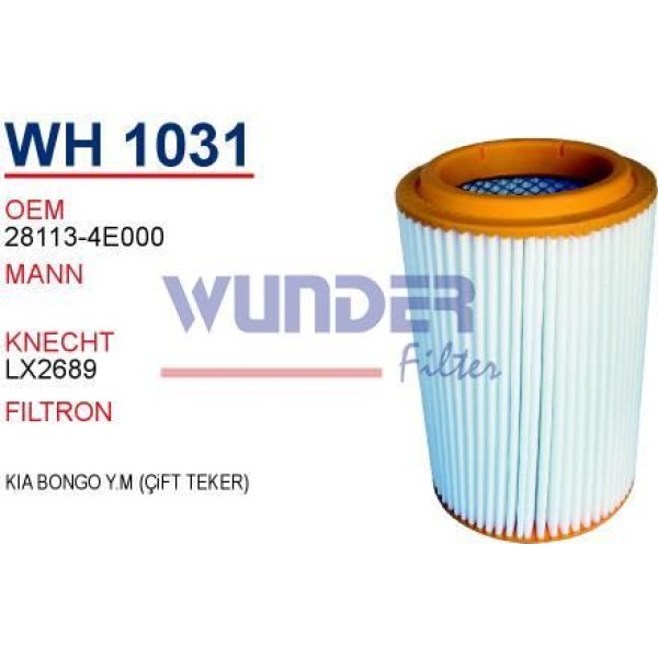 WUNDER WH1031 Hava Filtresi Kia Bongo Yeni Model (Çift Teker) Keçe Tipi