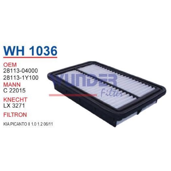 WUNDER WH1036 Hava Filtresi Picanto 11- 1.0 1.2 