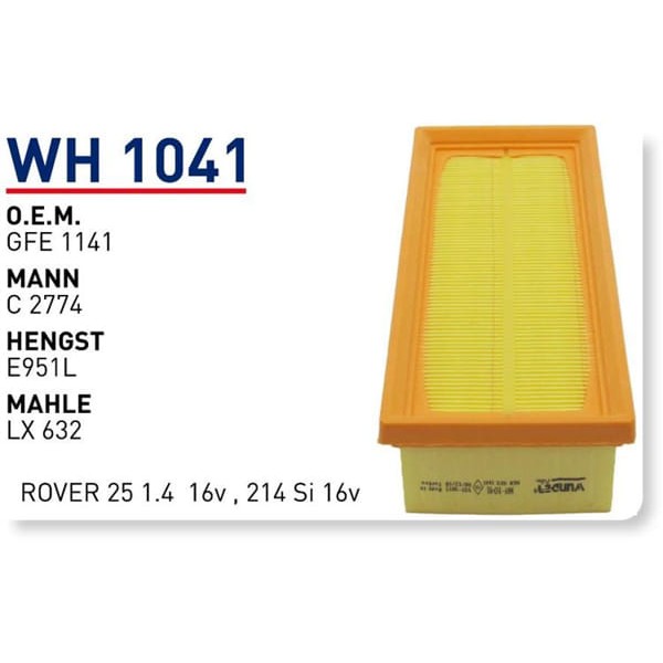 WUNDER WH1041 Hava Filtresi Rover25 1.4 16V ,214 Si 16V 