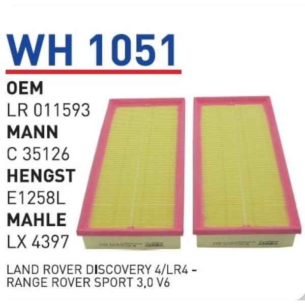 WUNDER WH1051 Hava Filtresi Land Rover Discovery 4/Lr4 - Range Rover Sport 3,0 V6 Çiftli