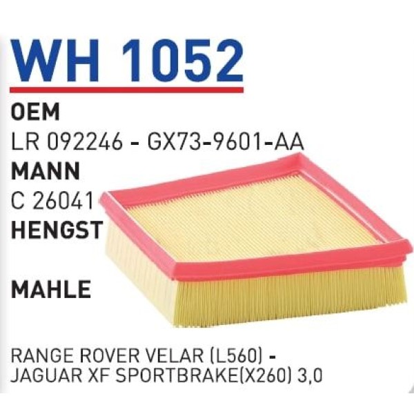 WUNDER WH1052 Hava Filtresi Range Rover Velar (L560) -Jaguar Xf Sportbrake(X260) 3,0 (Çiftli Satılıy