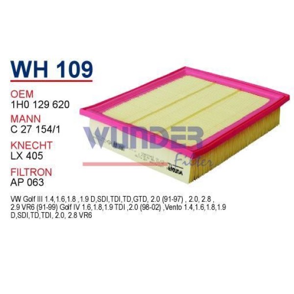 WUNDER WH109 Hava Filtresi Volkswagen Golf 3 Vento