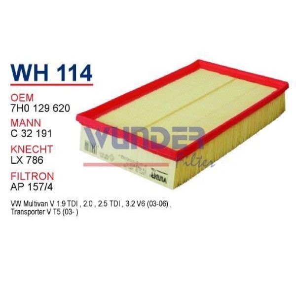 WUNDER WH114 Hava Filtresi Transporter T5 03-09 1.9 TDI 2.5 TDI Axb Axc Axd Axe