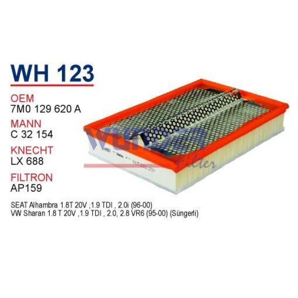 WUNDER WH123 Hava Filtresi Volkswagen Sharan 1.9 TDI 