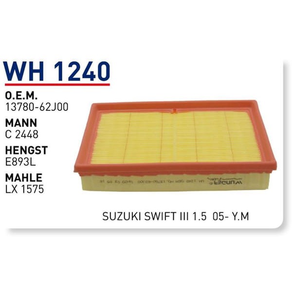 WUNDER WH1240 Hava Filtresi Suzuki Swift III 1.5 05- Yeni Model 