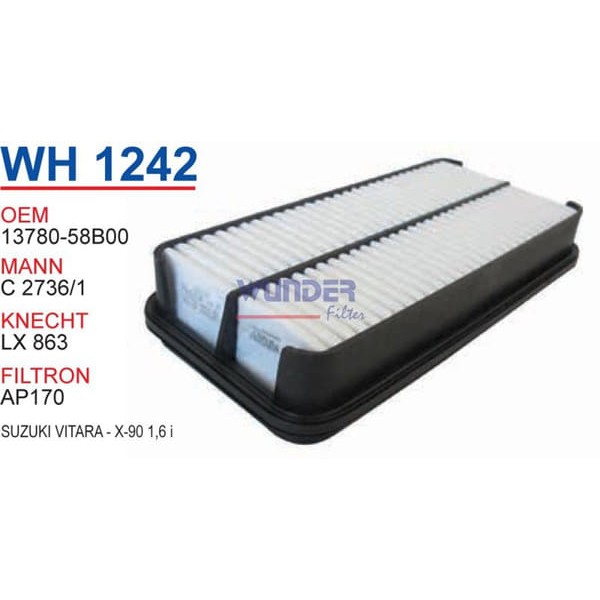 WUNDER WH1242 Hava Filtresi Suzuki Vitara - X-90 1,6 İ 