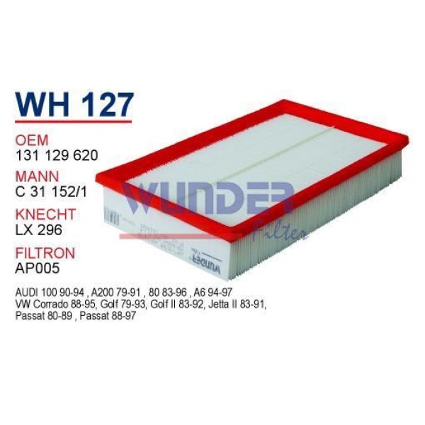 WUNDER WH127 Hava Filtresi Volkswagen Passat - Golf II 1.6 Td
