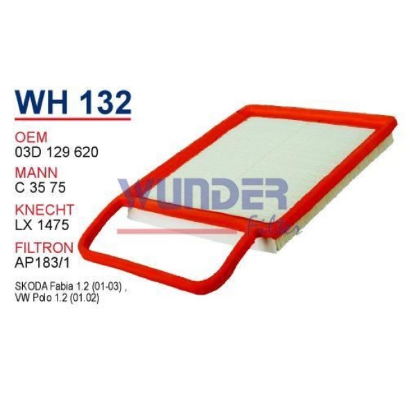 WUNDER WH132 Hava Filtresi Volkswagen Polo IV 1.2 - İbiza 