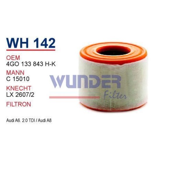 WUNDER WH142 Hava Filtresi Audi A6 2,0 Hybrid -2,0 TDI - 2,0 TFSI 2011 -