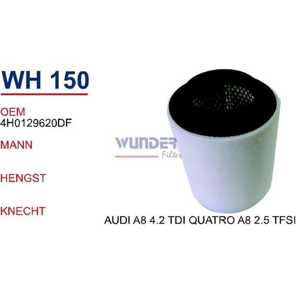 WUNDER WH150 Hava Filtresi Audi A8 4,2 TDI Quatro - A8 2,5 TFSI