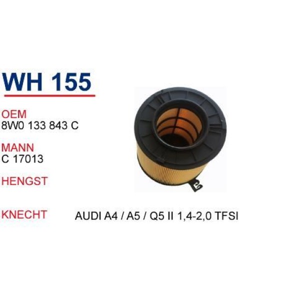 WUNDER WH155 Hava Filtresi Audi A4 / A5 / Q5 II 1,4-2,0 TFSI