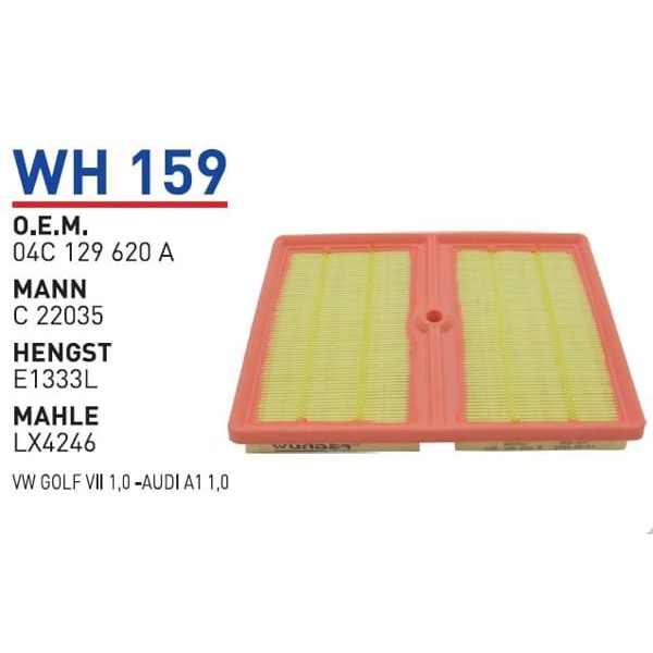 WUNDER WH159 Hava Filtresi Volkswagen Golf Vıı 1,0 -Audi A1 1,0