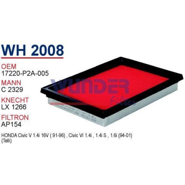 WUNDER WH2008 Hava Filtresi Civic 96-00 / Primera P11 96-00