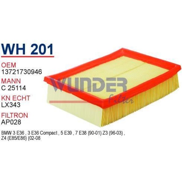 WUNDER WH201 Hava Filtresi Bmw 3 Bmw 5 Bmw 7 Bmw Z3 Bmw Z4