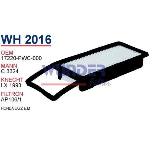 WUNDER WH2016 Hava Filtresi Honda Jazz E.M Çanta Tip