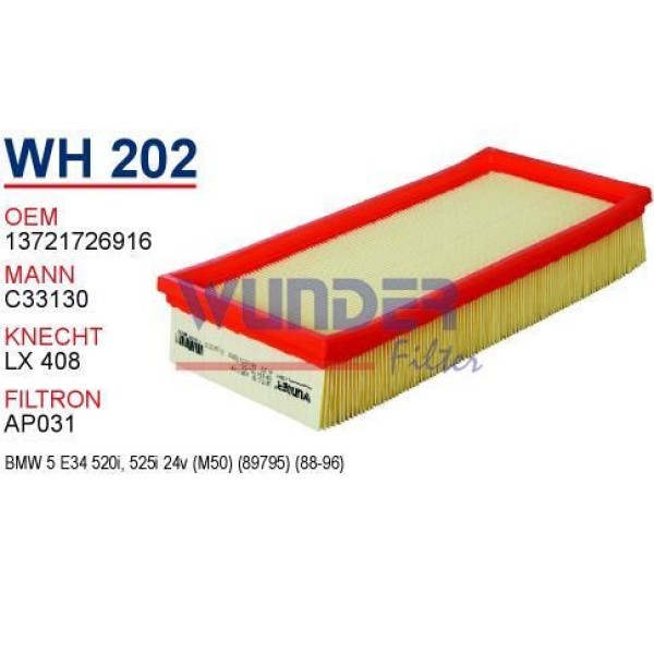WUNDER WH202 Hava Filtresi Bmw E34 520İ - 525İ M50-M52 