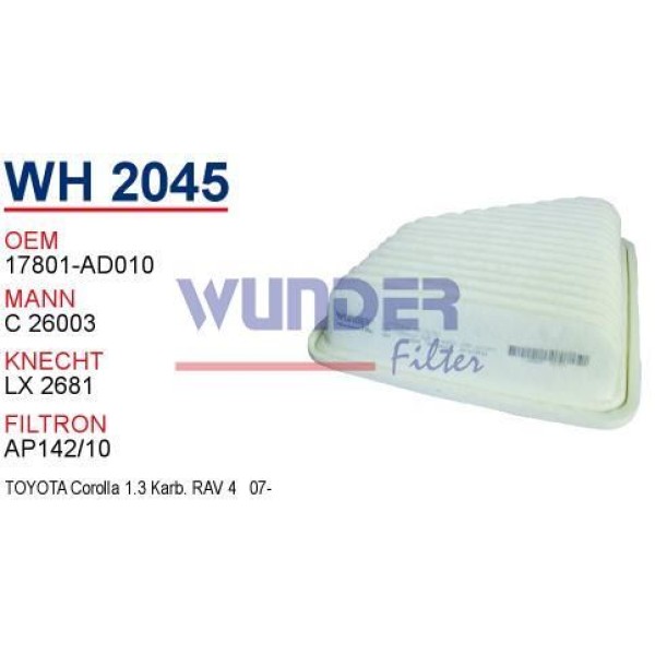WUNDER WH2045 Hava Filtresi Rav4 06-11 2.0 Vvtı 