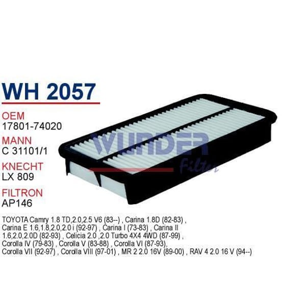 WUNDER WH2057 Hava Filtresi Toyota Carina 97