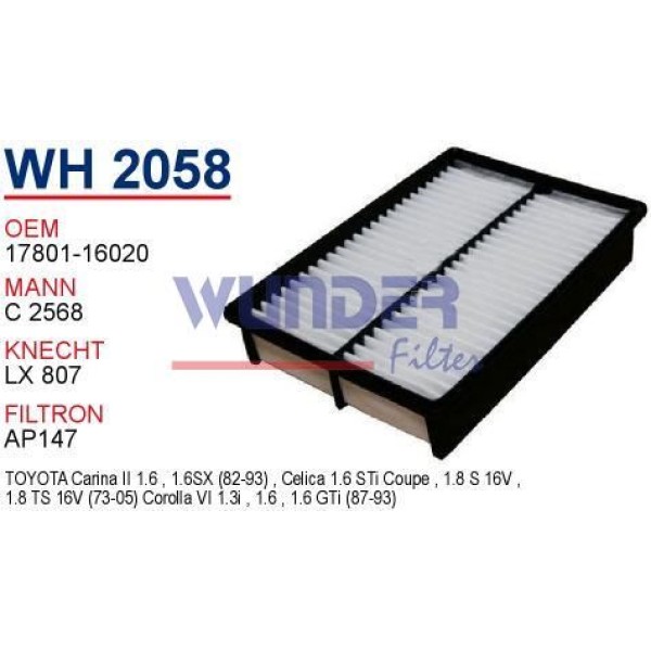 WUNDER WH2058 Hava Filtresi Toyota Corona 89-95