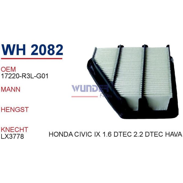 WUNDER WH2082 Hava Filtresi Honda Civic 2.2 Dıesel Hava Filtre 2012