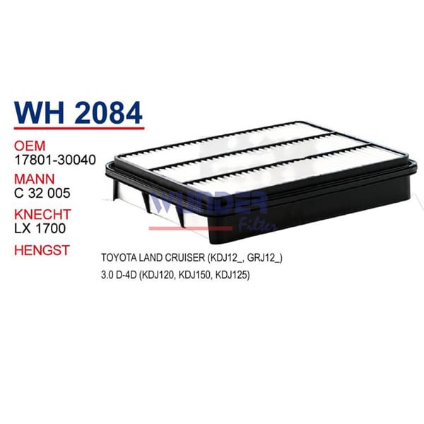 WUNDER WH2084 Hava Filtresi Toyota Hilux Pıck Up-Land Cruiser 3.0D Fn3312