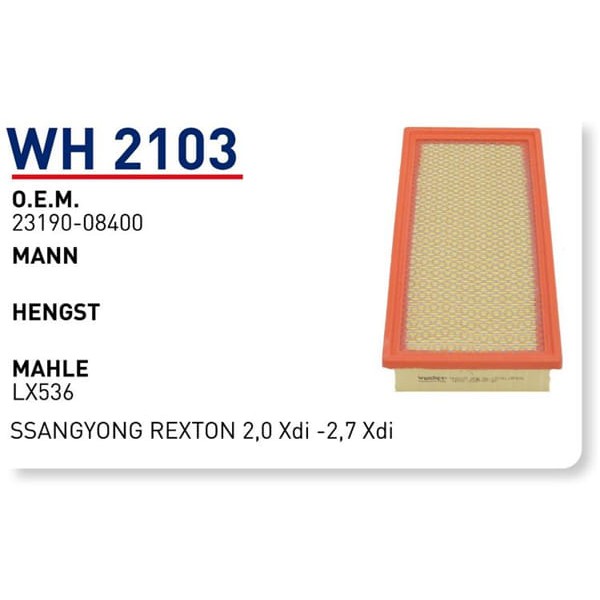 WUNDER WH2103 Hava Filtresi Ssangyong Rexton 2,0 Xdi -2,7 Xdi
