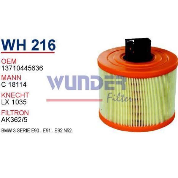 WUNDER WH216 Hava Filtresi Bmw 3 Serie E90 - E91 - E92 N52