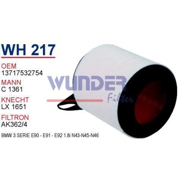 WUNDER WH217 Hava Filtresi Bmw 1 Bmw 3 
