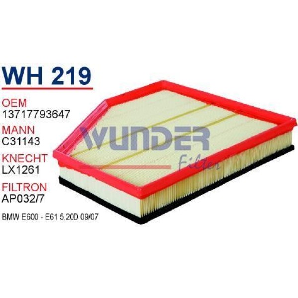 WUNDER WH219 Hava Filtresi Bmw 5 05-10 5.20D 5.35D