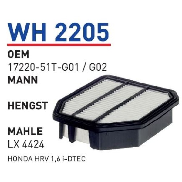 WUNDER WH2205 Hava Filtresi Honda Hrv 1,6 İ-Dtec