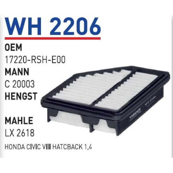 WUNDER WH2206 Hava Filtresi Honda Civic VIII Hatcback 1,4