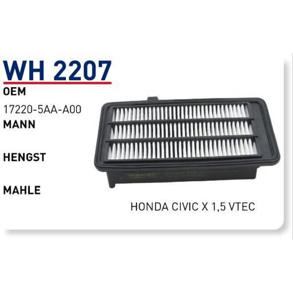 WUNDER WH2207 Hava Filtresi Honda Civic X 1,5 Vtec