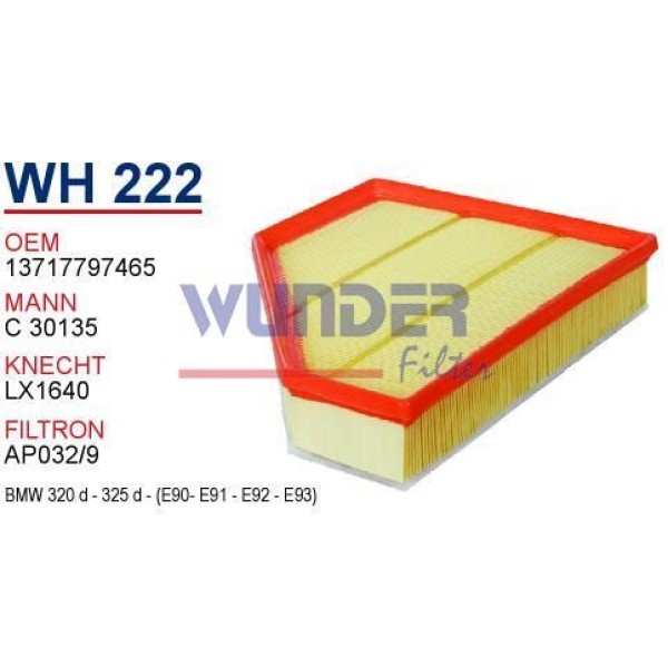 WUNDER WH222 Hava Filtresi Bmw 1 Seri 07-11 /3 C30135 Fn0213 