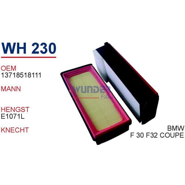 WUNDER WH230 Hava Filtresi Bmw X3 Bmw X5 Bmw X6 330D Xdrive 430 