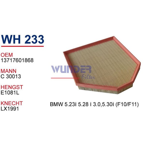 WUNDER WH233 Hava Filtresi Bmw 5.23 İ,5.28 İ 3.0,5.30 İ (F10/F11)