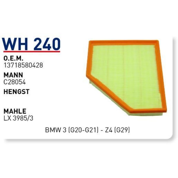 WUNDER WH240 Hava Filtresi Bmw 3 (G20-G21) - Z4 (G29) 