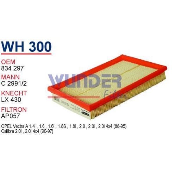 WUNDER WH300 Hava Filtresi Opel Vectra A - Calibra 2.0 İ A -95 