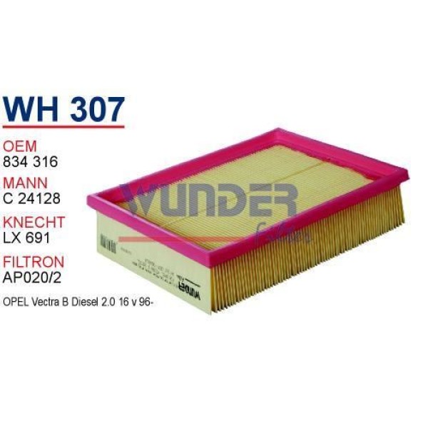 WUNDER WH307 Hava Filtresi Opel Vectra Bdiesel 2.0 16V 96-