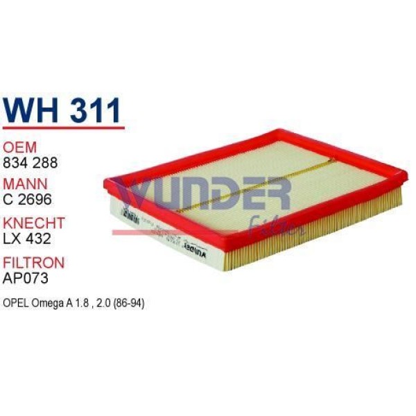 WUNDER WH311 Hava Filtresi Opel Omega A 1.8 , 2.0 