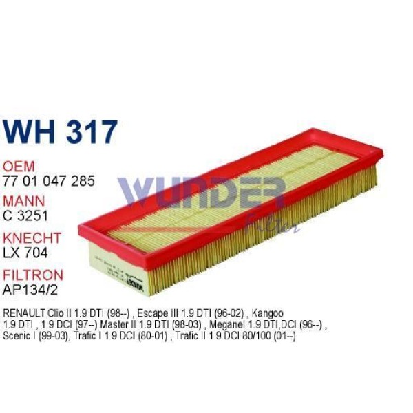 WUNDER WH317 Hava Filtresi Trafic-Vivaro C3251/1 W Fn0223 