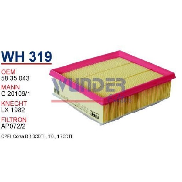 WUNDER WH319 Hava Filtresi Opel Corsaddiesel 