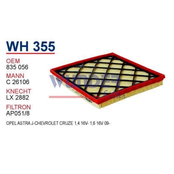 WUNDER WH355 Hava Filtresi Opel Astra J Cruze C26106 Fn0232 W 