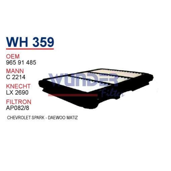 WUNDER WH359 Hava Filtresi Chevrolet Spark-Daewoo Matiz
