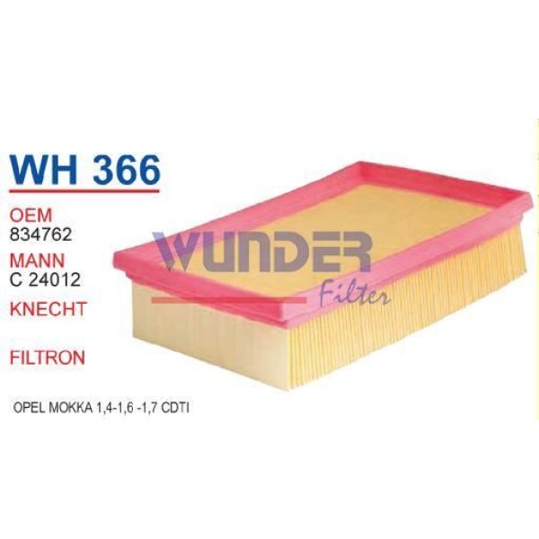 WUNDER WH366 Hava Filtresi Opel Mokka 1,4-1,6 -1,7 Cdti