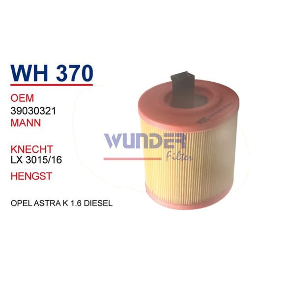 WUNDER WH370 Hava Filtresi Opel Astra K 1.6Dıesel